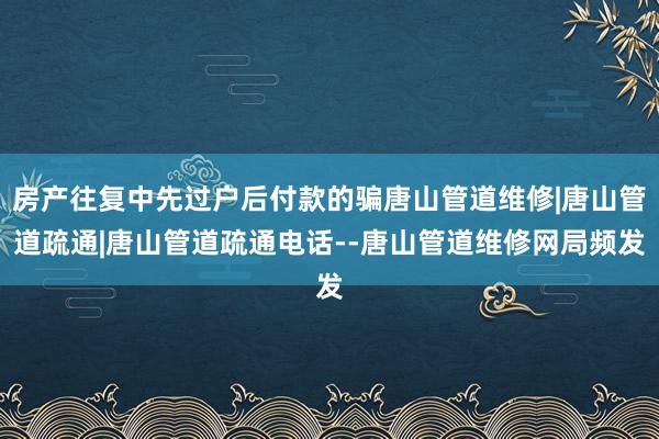 房产往复中先过户后付款的骗唐山管道维修|唐山管道疏通|唐山管道疏通电话--唐山管道维修网局频发